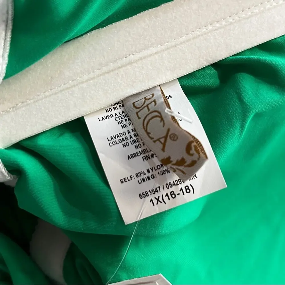 Becca Etc Strappy One Piece swimsuit green verde - 1X